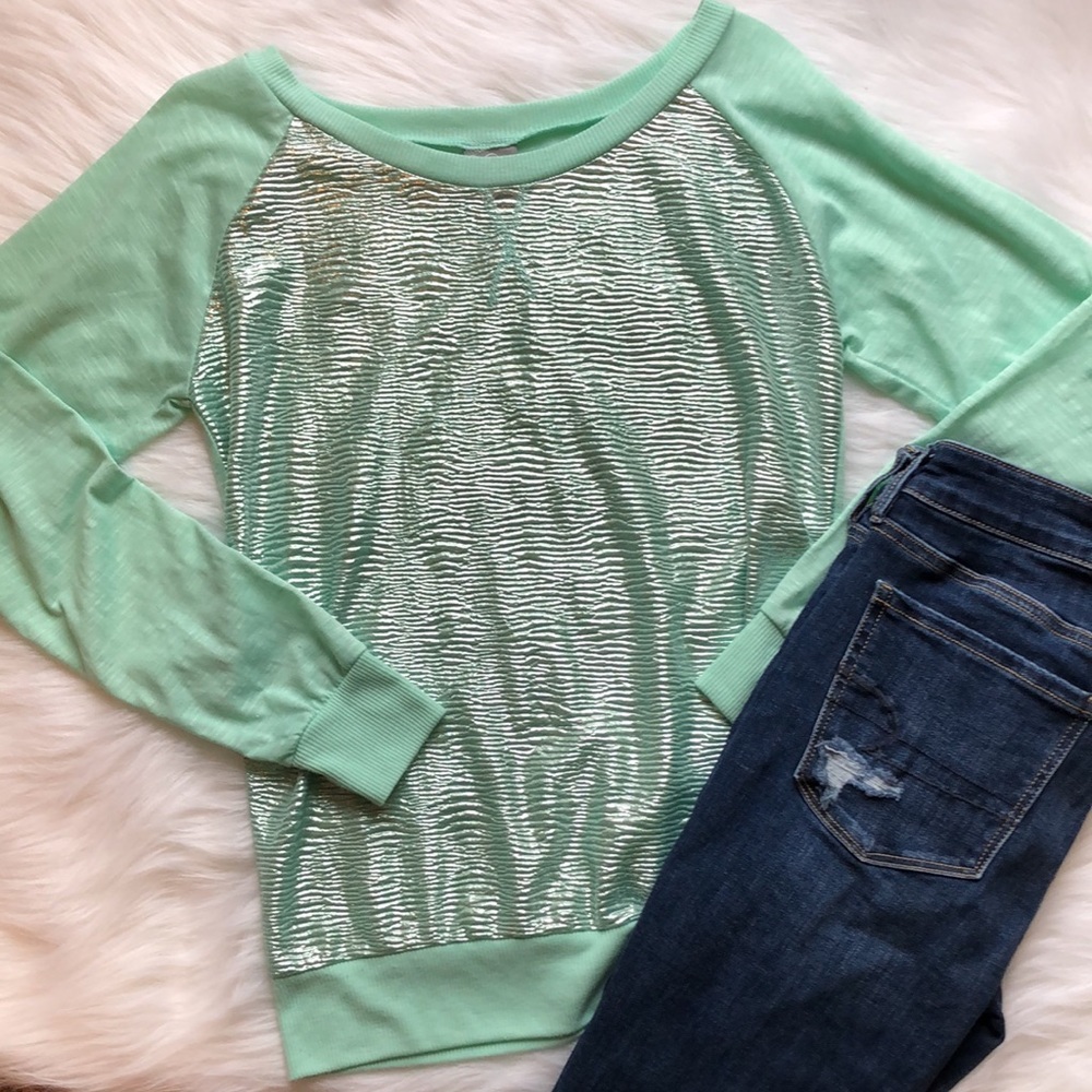 Metallic Mint Baseball Shirt